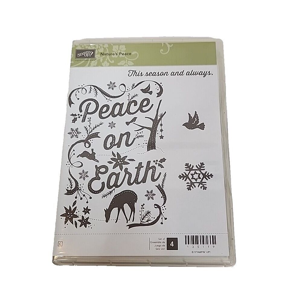 Stampin' Up! Stamp Set NATURE'S‎ PEACE Set of 4 135119 Snowflake Trees Deer Bird